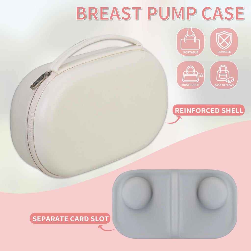Damero carrying case open interior displaying elastic straps holding two portable pumps securely.