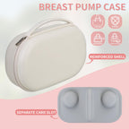 Damero carrying case open interior displaying elastic straps holding two portable pumps securely.