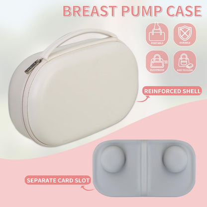 Damero carrying case open interior displaying elastic straps holding two portable pumps securely.