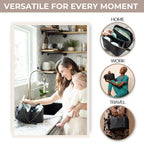 Sonny & Sloane premium vegan leather breast pump travel bag showing the top tote handle and structured compact design.