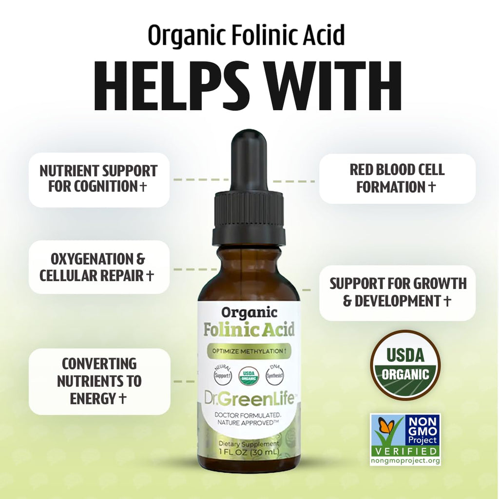 Organic liquid folate drops dropper mechanism for precise dosing
