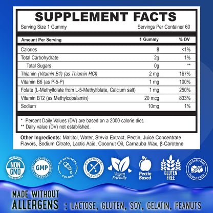Vegan and gelatin free sugar free folate gummies by OH MY CHEWY for family daily wellness support