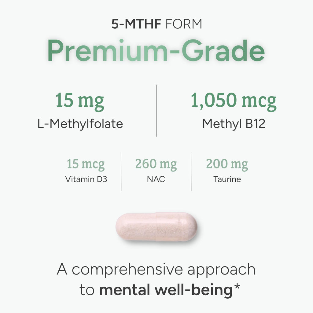 Natural Approach methylated folate capsules with lemon scent freshness packet