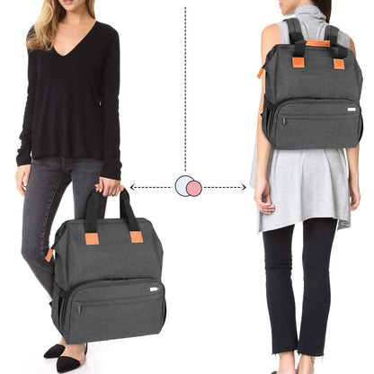 Luxja working mother pump bag packed with bottles and laptop accessories.