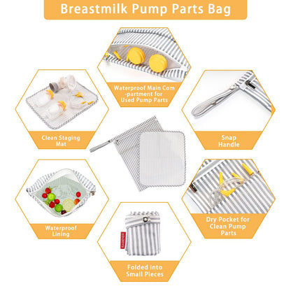 BABEYER breast pump travel pouch unfolded showing the built-in food grade staging mat