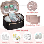 Fasrom hands free pump travel case open view showing adjustable inner dividers