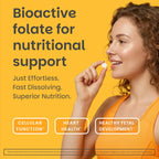 EZ Melts Methylated Folate 1667 mcg DFE supplement bottle with Orange Blast flavor label details