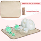 Fasrom breast pump storage pouch showing the included portable waterproof mat unrolled