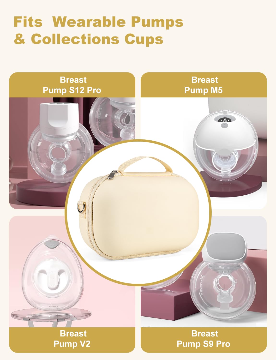 Bjabtan hands free pump travel bag open compartment showing detachable molded tray for two pumps
