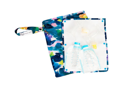 Sarah Wells Pumparoo wet dry bag being used for clean workplace refrigerator storage