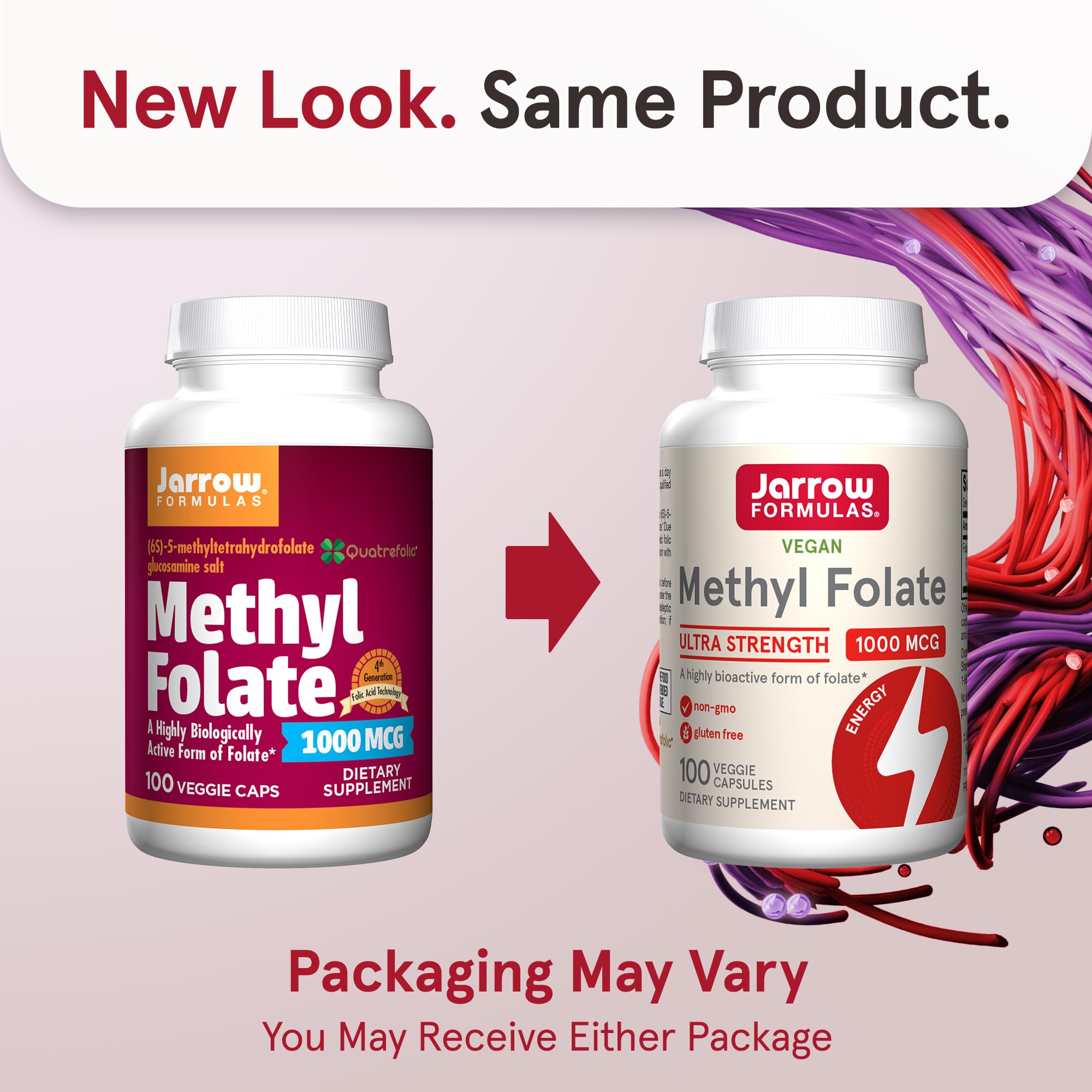 Jarrow Formulas Methyl Folate 100 vegetarian capsules supplement facts label