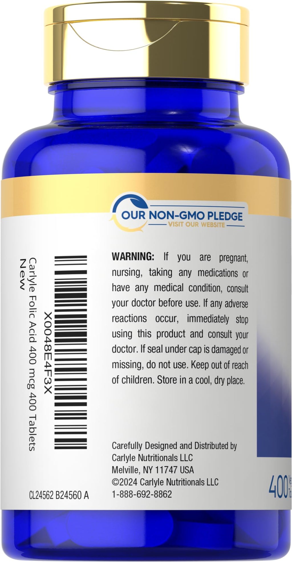 Authentic USA imported Carlyle Folic Acid supplement for prenatal wellness