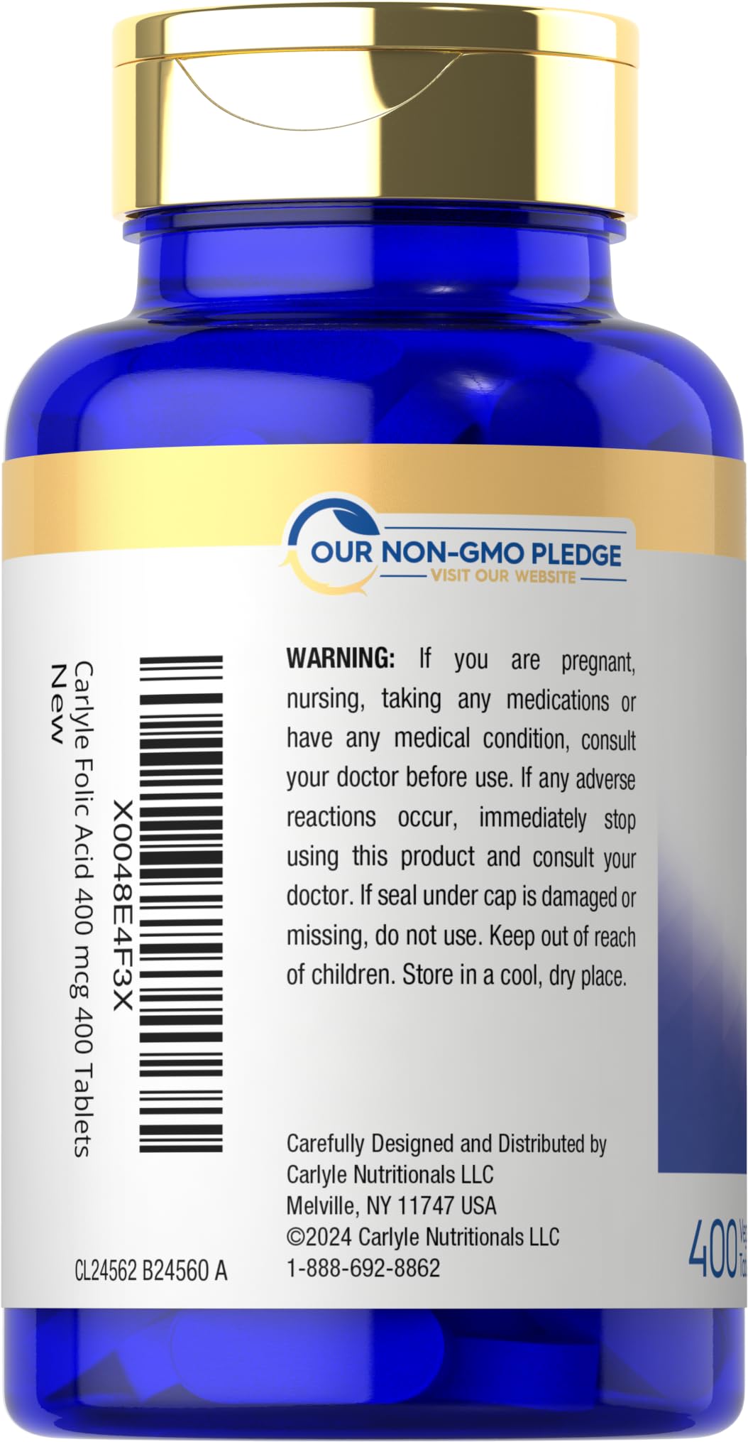 Authentic USA imported Carlyle Folic Acid supplement for prenatal wellness