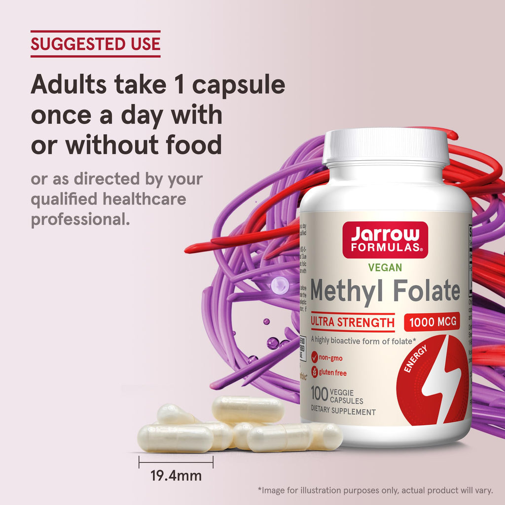 Ultra strength methyl folate 1000 mcg capsule size and texture details