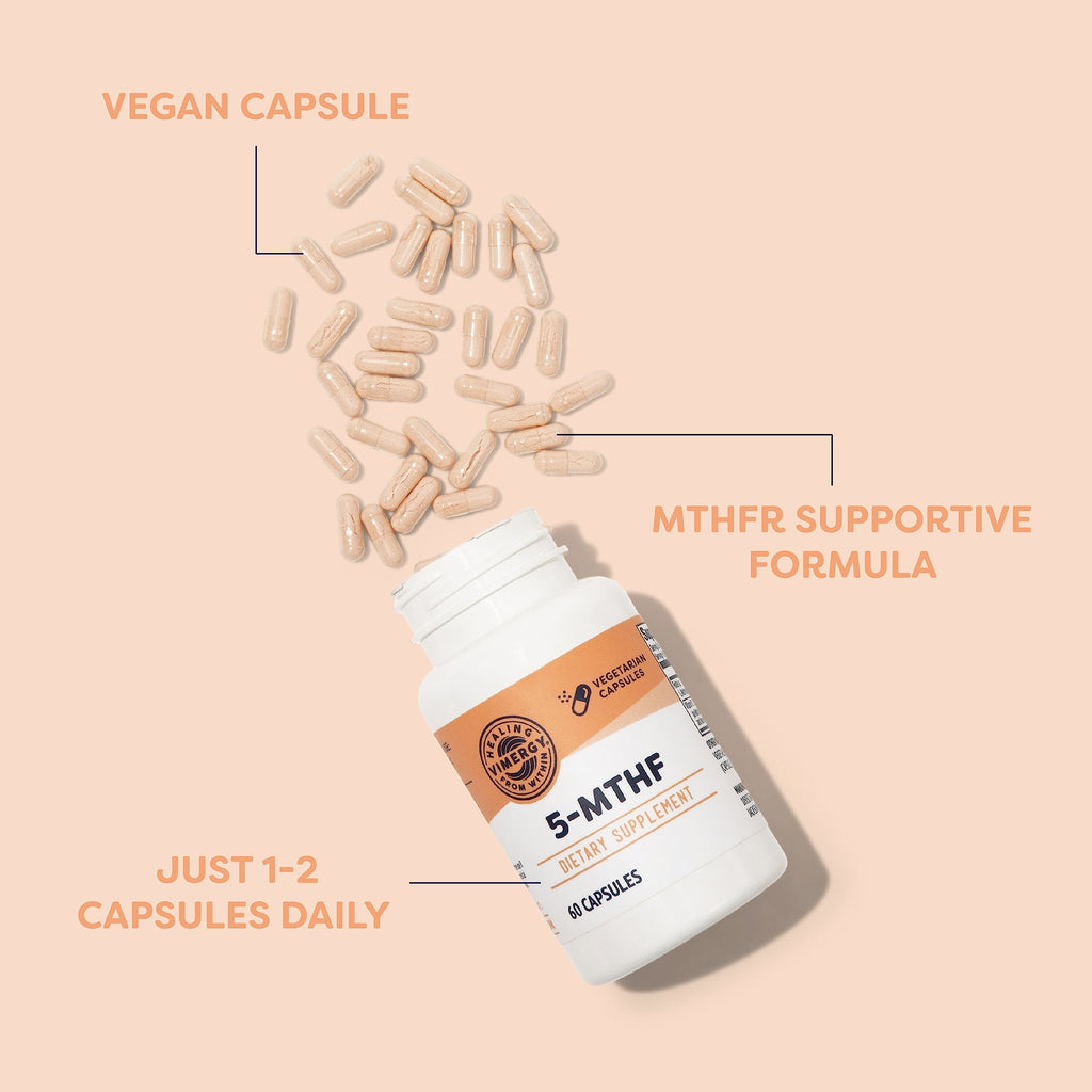 Vimergy methylfolate vegan capsules dietary features and icons side view