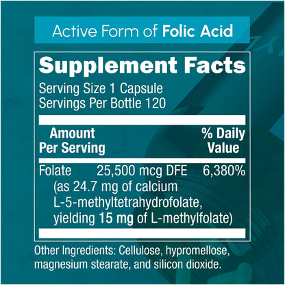 Zenavea 5 MTHF maximum potency active folate dietary supplement label showing instructions