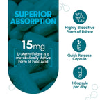 Back view of Zenavea Vitamin B9 supplement highlighting the vegan ingredients list