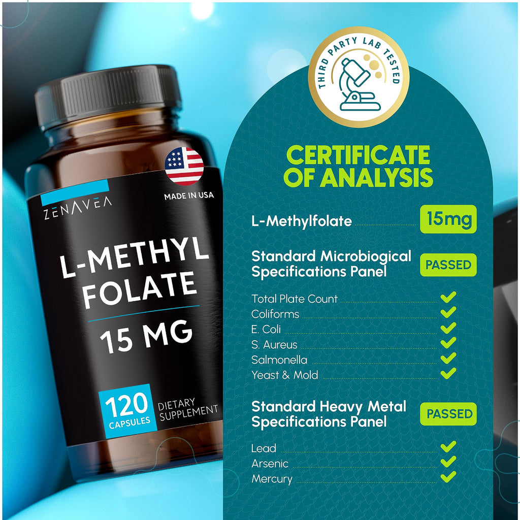 Zenavea MTHFR gene support capsules packaging showcasing premium quality seals