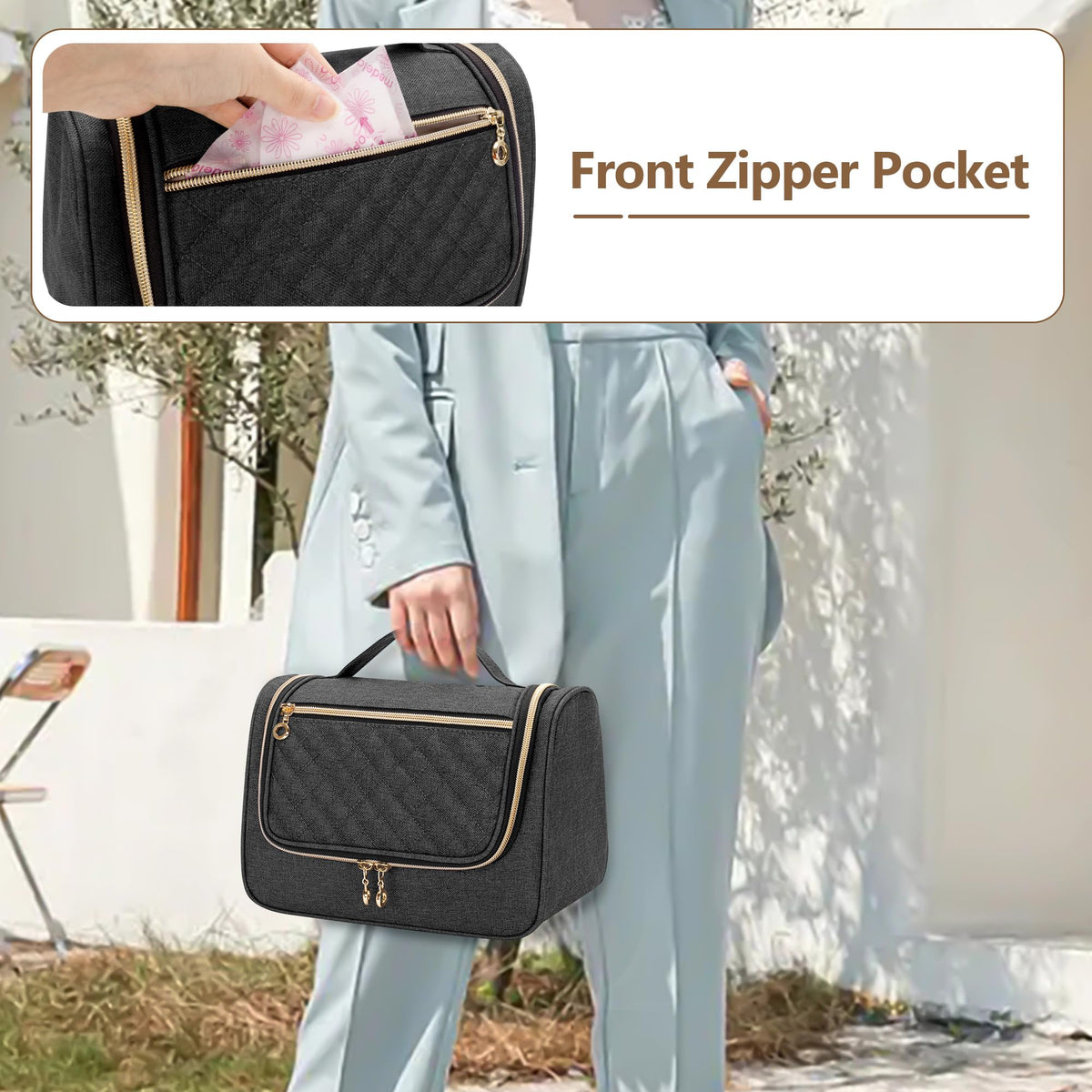 LUXJA compact pumping supplies case showing top handle and zippered exterior pocket