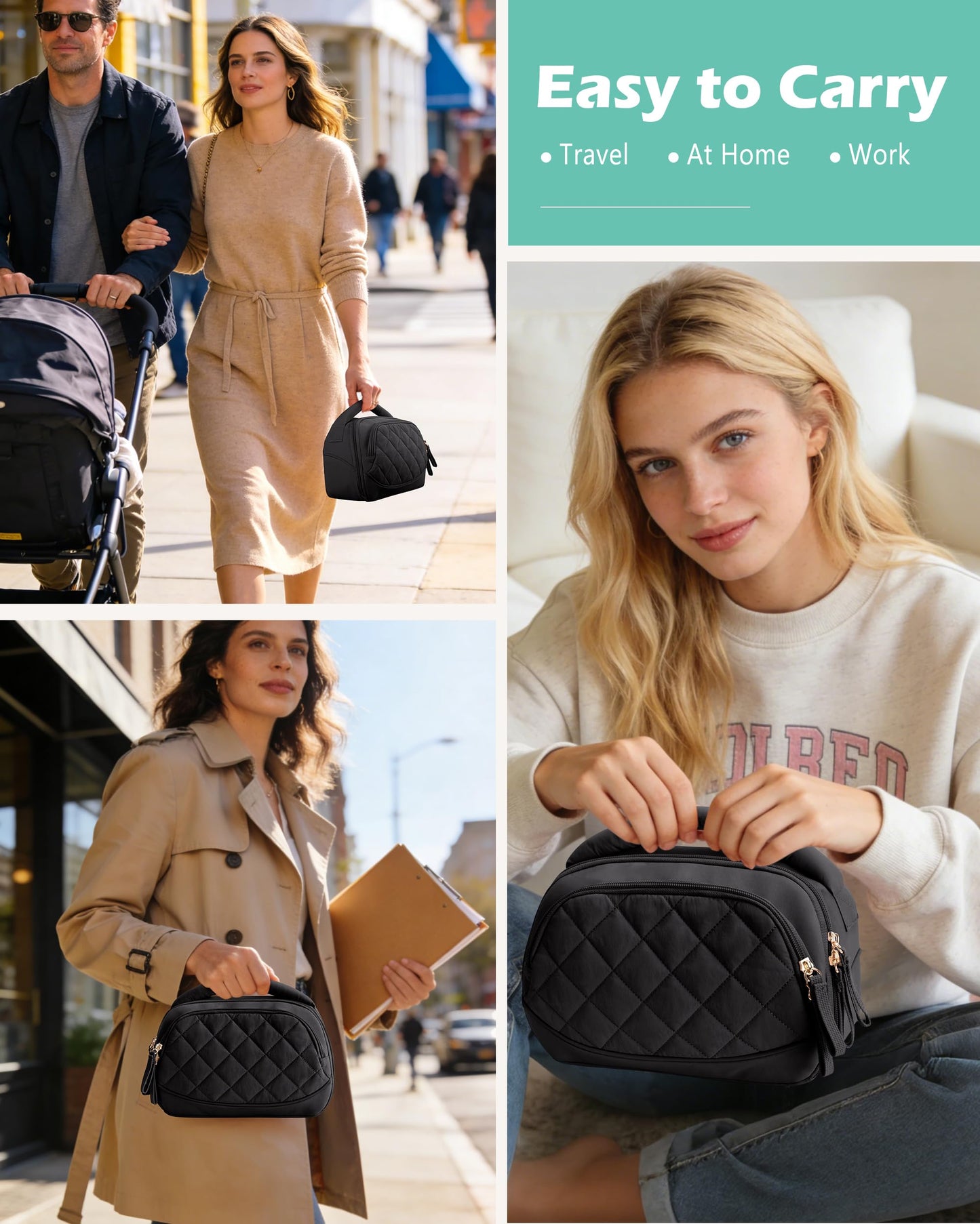 Back view of the travel pump organizer bag showcasing its compact and sleek silhouette