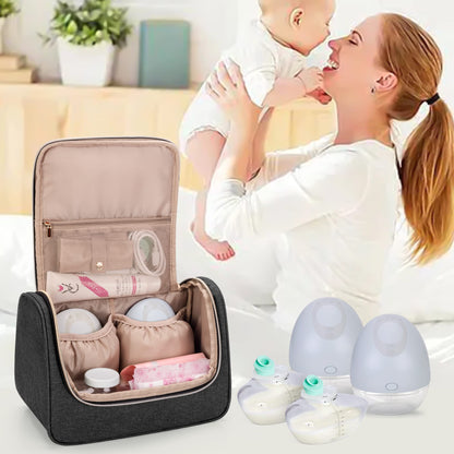 LUXJA heavy duty nylon breast pump bag showing close up of the padded protective walls