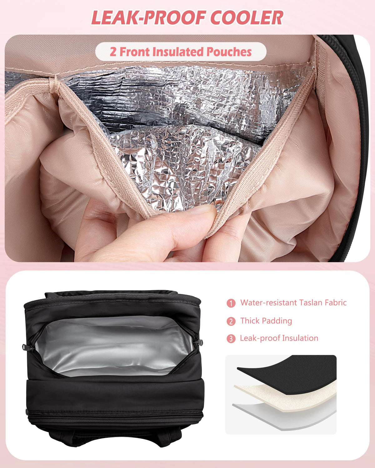 Marscamd maternity storage bag with mesh pockets holding milk bottles