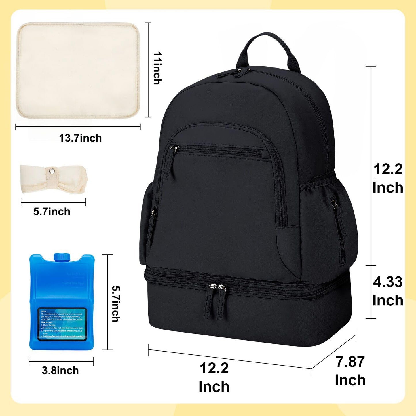GDNasist breastmilk cooler bag detached from the main upper pump storage compartment