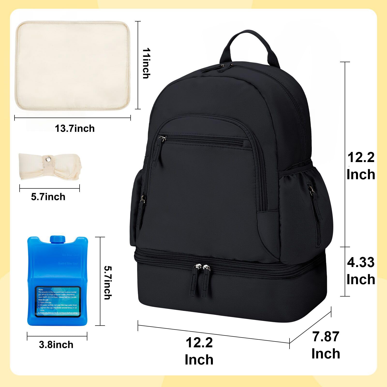 GDNasist breastmilk cooler bag detached from the main upper pump storage compartment