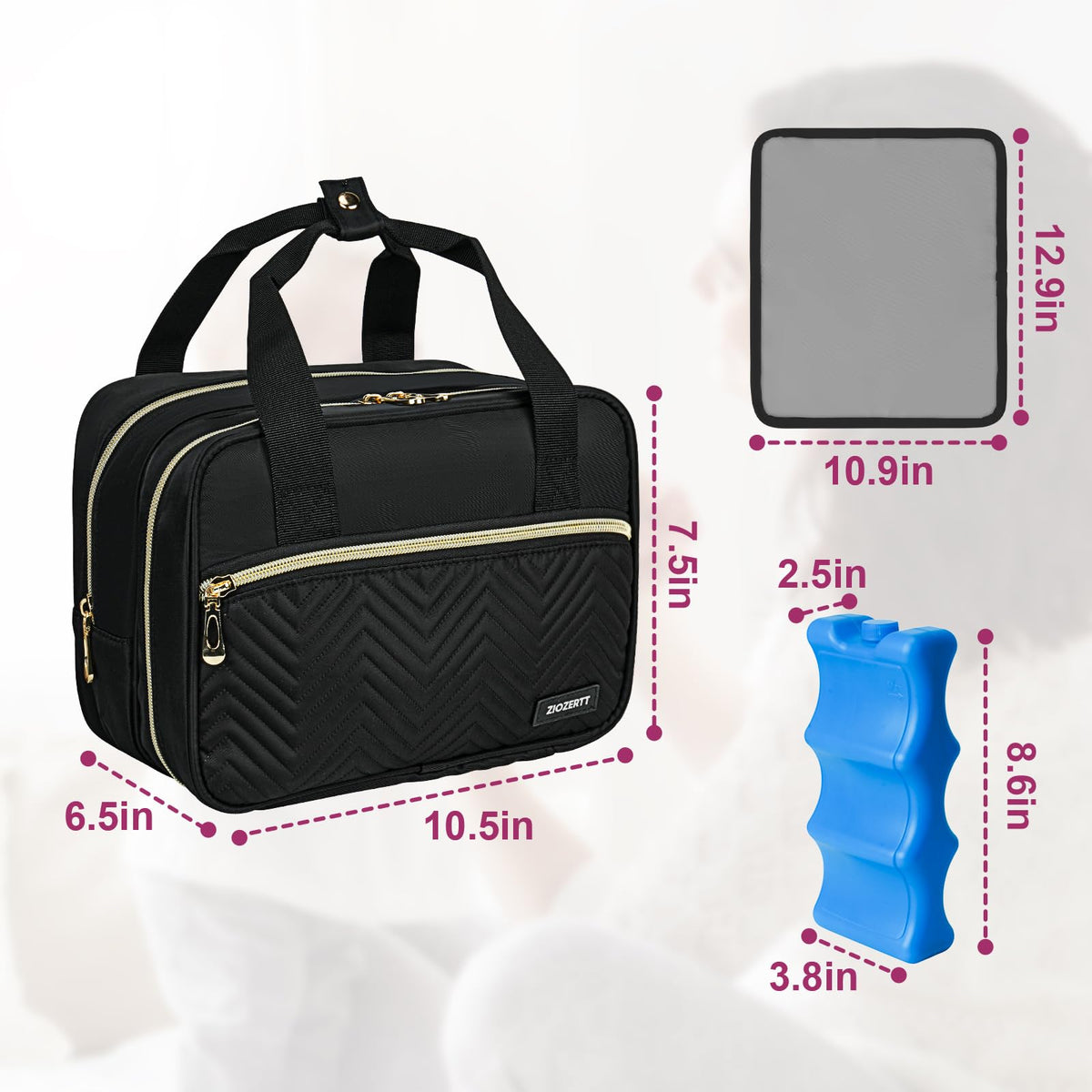 Side profile of durable polyester commuter bag illustrating structured dual layer design
