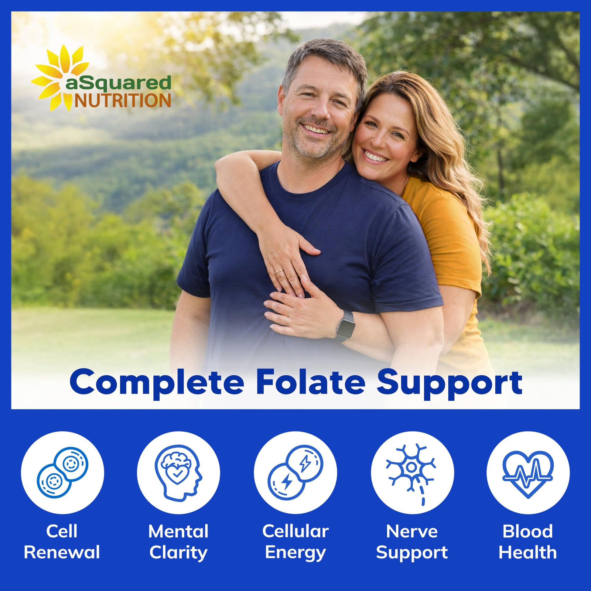Premium aSquared Nutrition cellular energy and brain health vegan supplement on clear background