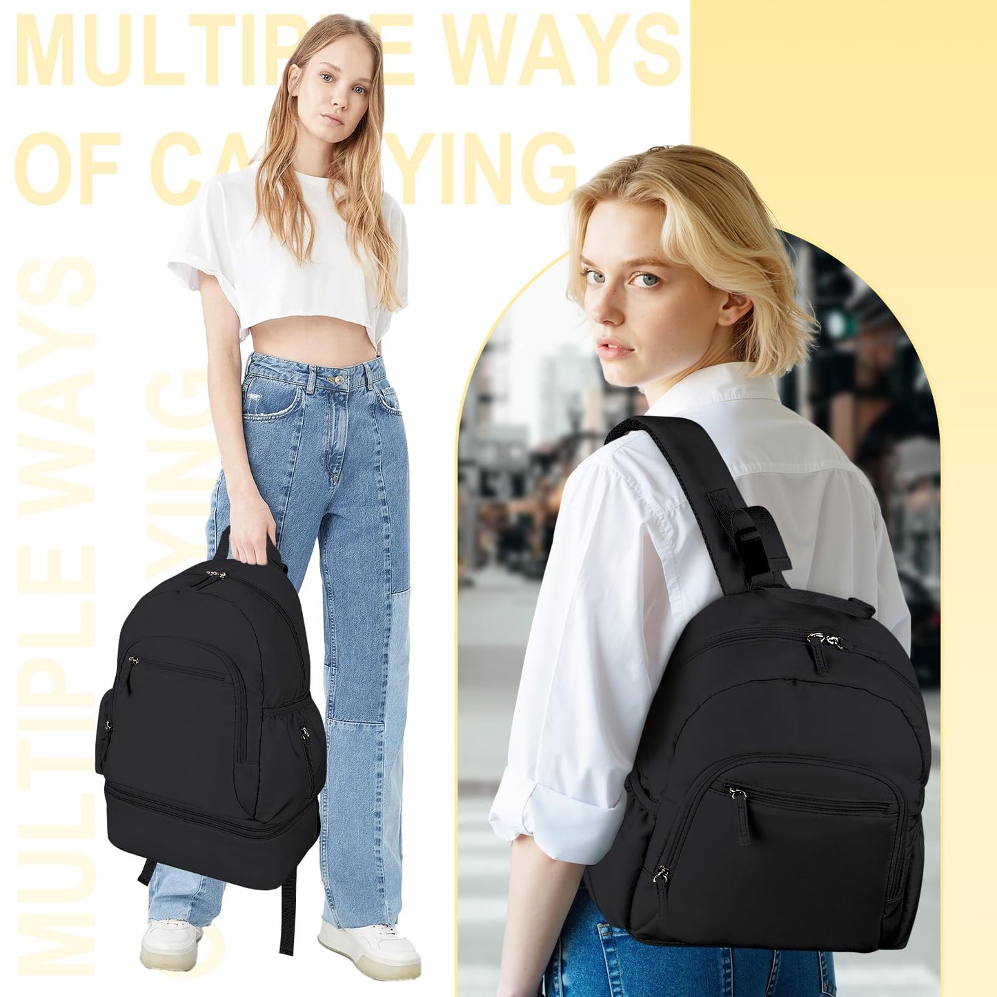 GDNasist hands free pump carrier being worn as a stylish workplace backpack