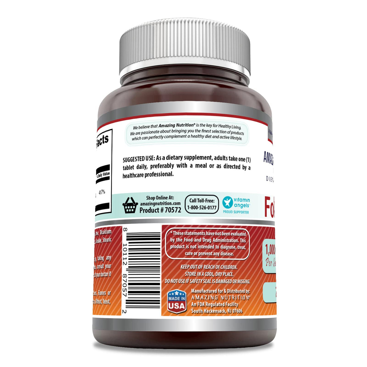 Amazing Formulas Folic Acid 240 tablets non GMO logo view