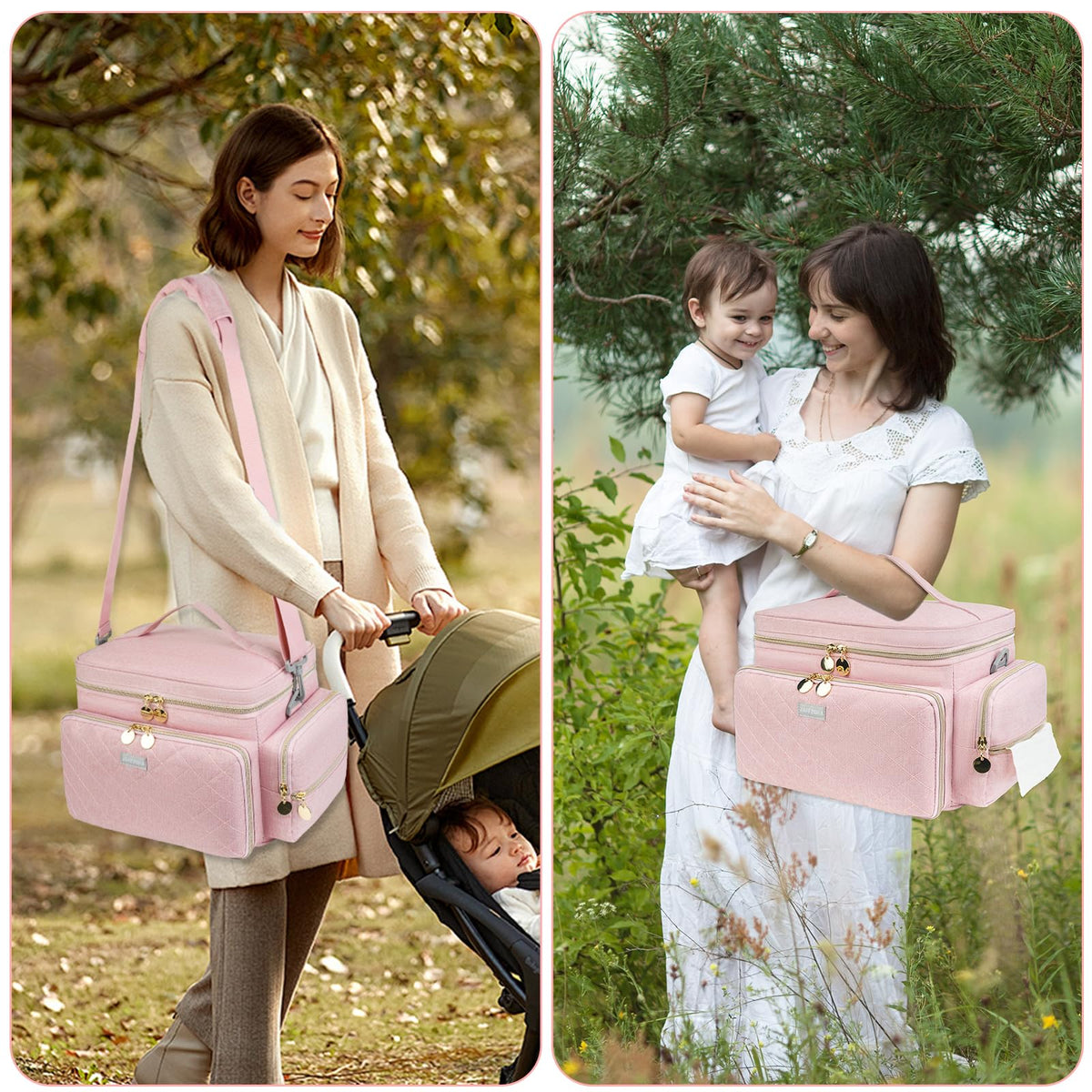 Top handle details of the premium nylon breast pump travel container.