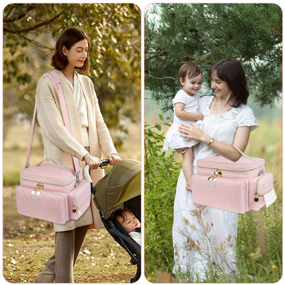 Top handle details of the premium nylon breast pump travel container.