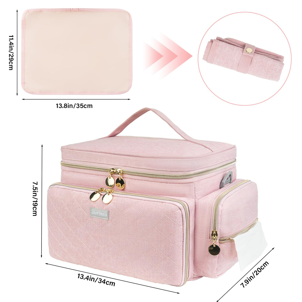 Back view of the Jaffzora travel tote designed for working mothers.
