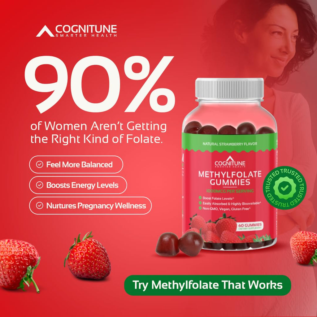 CogniTune gluten free soy free active 5-MTHF dietary supplement bottle base details