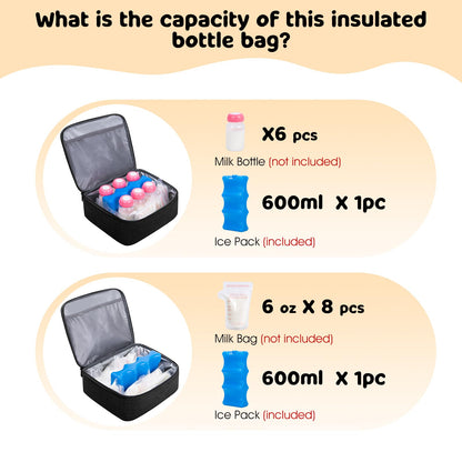 OCKLILY travel cooler bag packed with Spectra pump and baby bottles