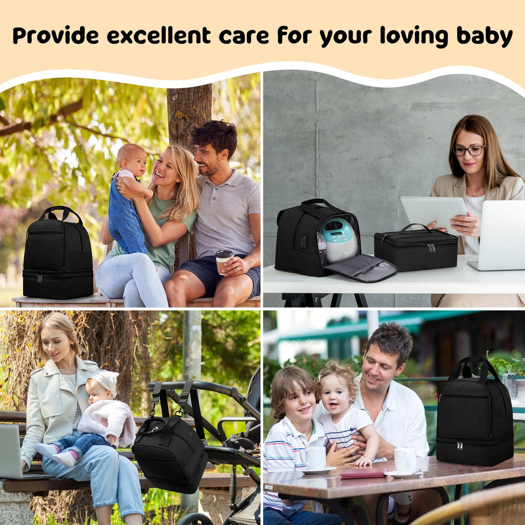 OCKLILY nursing backpack interior layout with thermal lining for milk storage