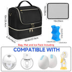 Jaffzora breastmilk storage tote showing upper section with elastic pockets