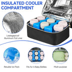 Jaffzora insulated cooler compartment holding baby bottles and ice pack