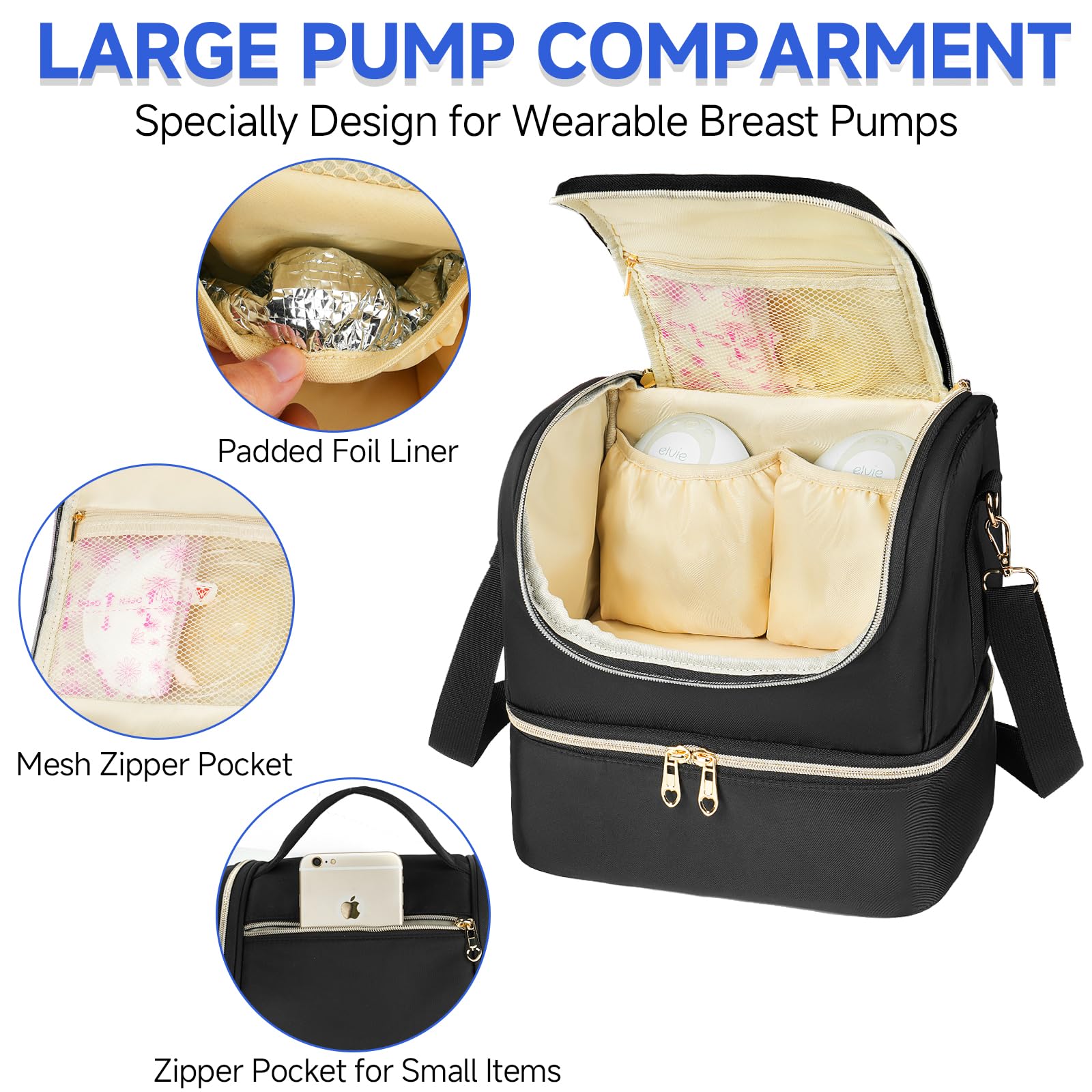 Jaffzora travel pump bag with detachable crossbody shoulder strap attached