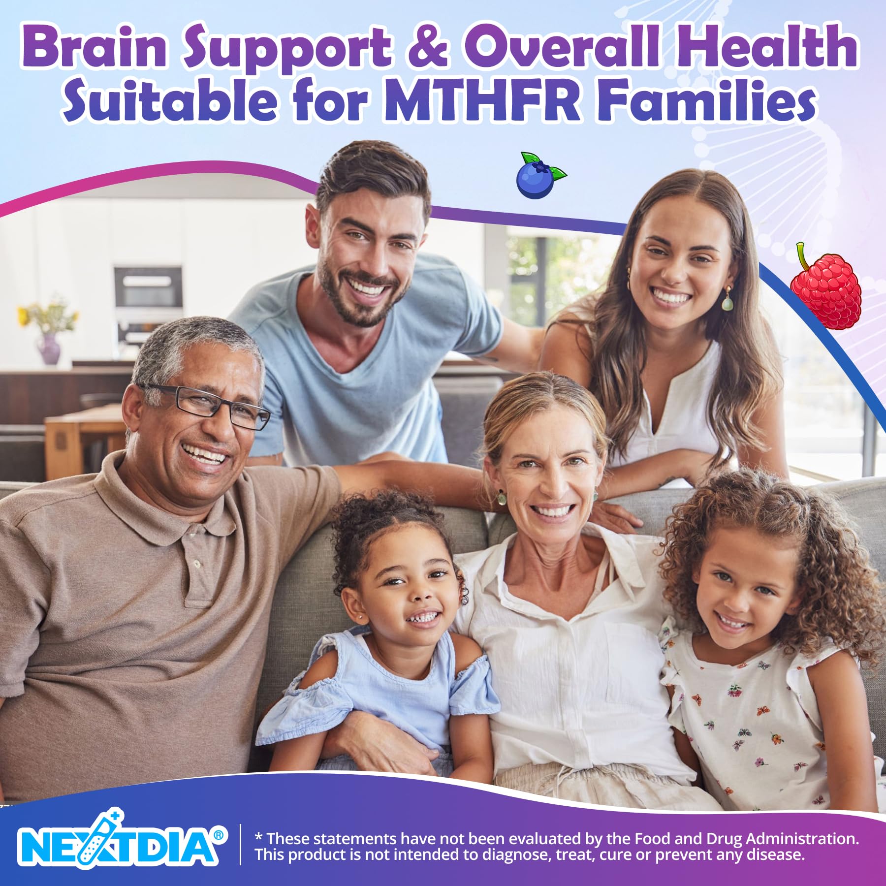 Nextdia L-methylfolate 1000 mcg 60 berry flavored gummies nutrition facts panel view.