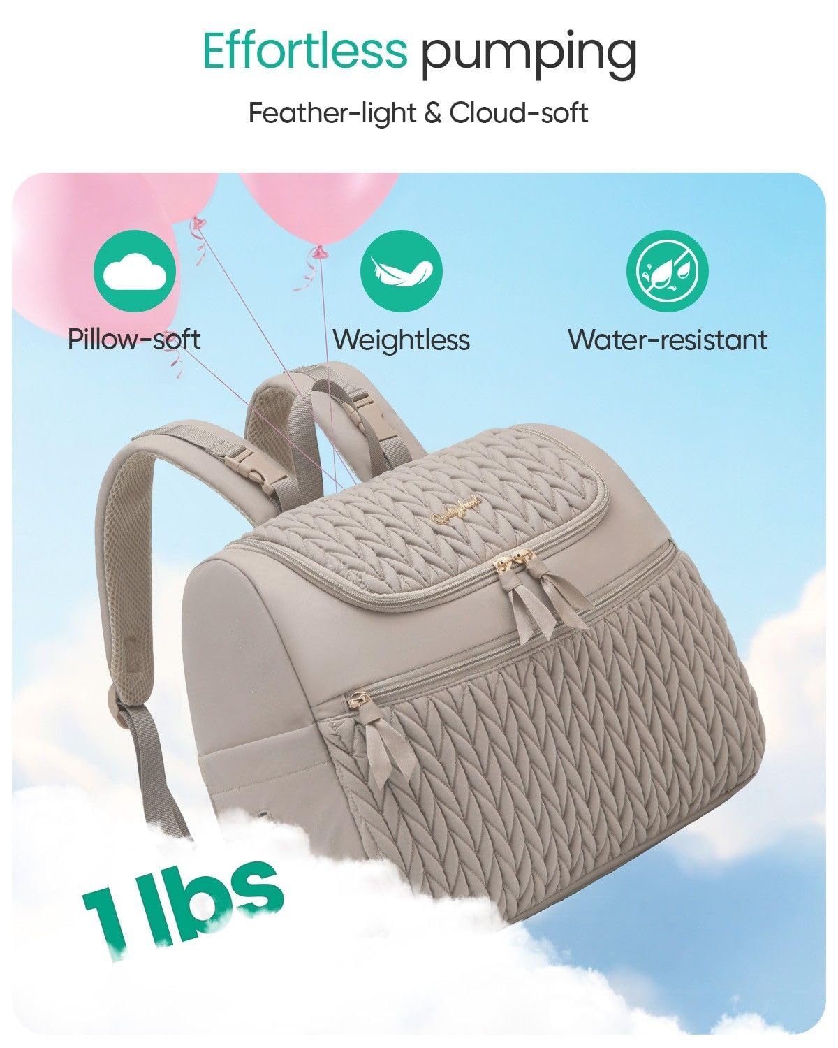 Qualyphant portable nursing bag showcasing its compact lightweight profile suitable for corporate working mothers.