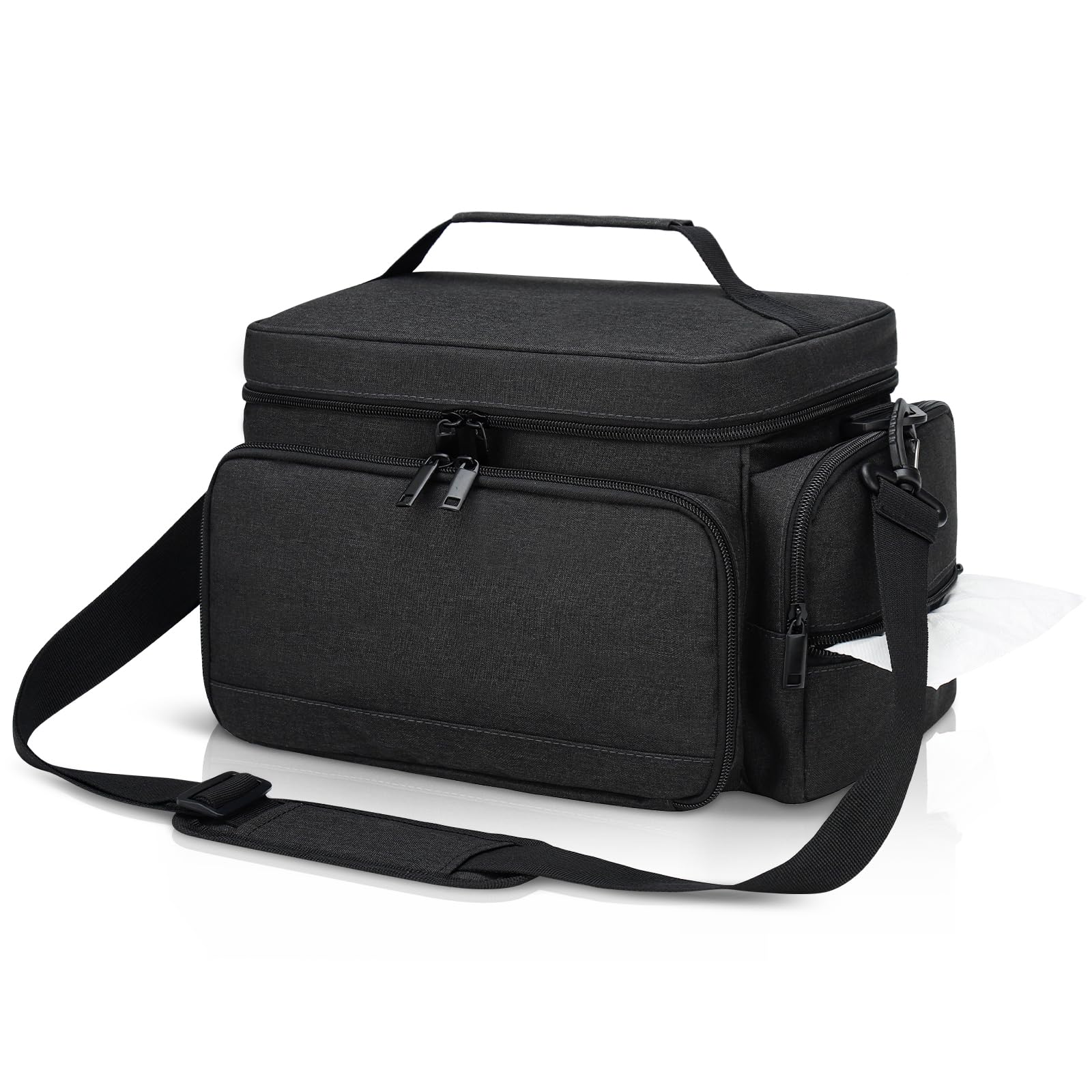 GDNasist breast pump bag rear view showing travel luggage strap