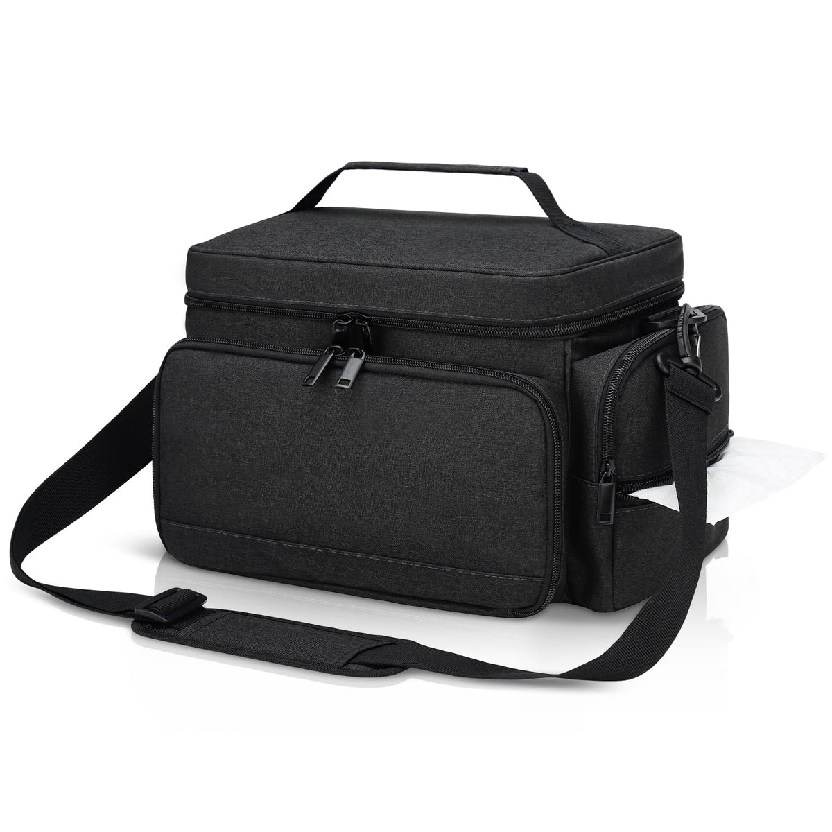 GDNasist breast pump bag rear view showing travel luggage strap