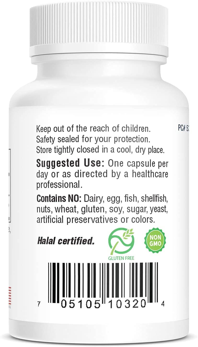 Bio-Tech Pharmacal high potency folic acid side label showing allergen free details