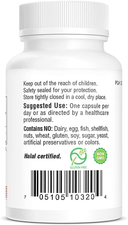 Bio-Tech Pharmacal high potency folic acid side label showing allergen free details