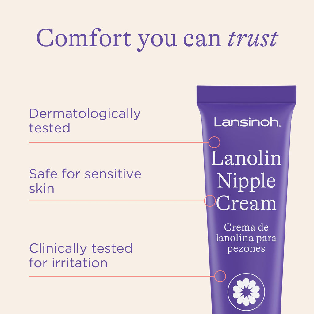 Close up of Lansinoh nipple cream mini tube size