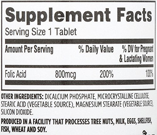 Full product packaging view of Whole Foods Market 800mcg folic acid tablets