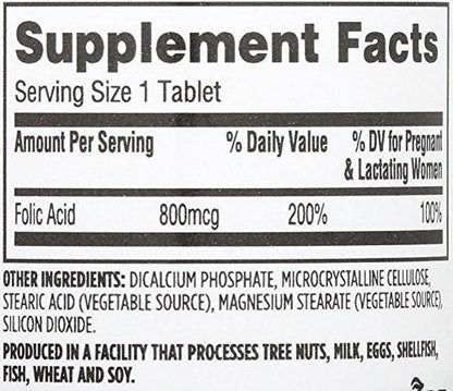 Full product packaging view of Whole Foods Market 800mcg folic acid tablets